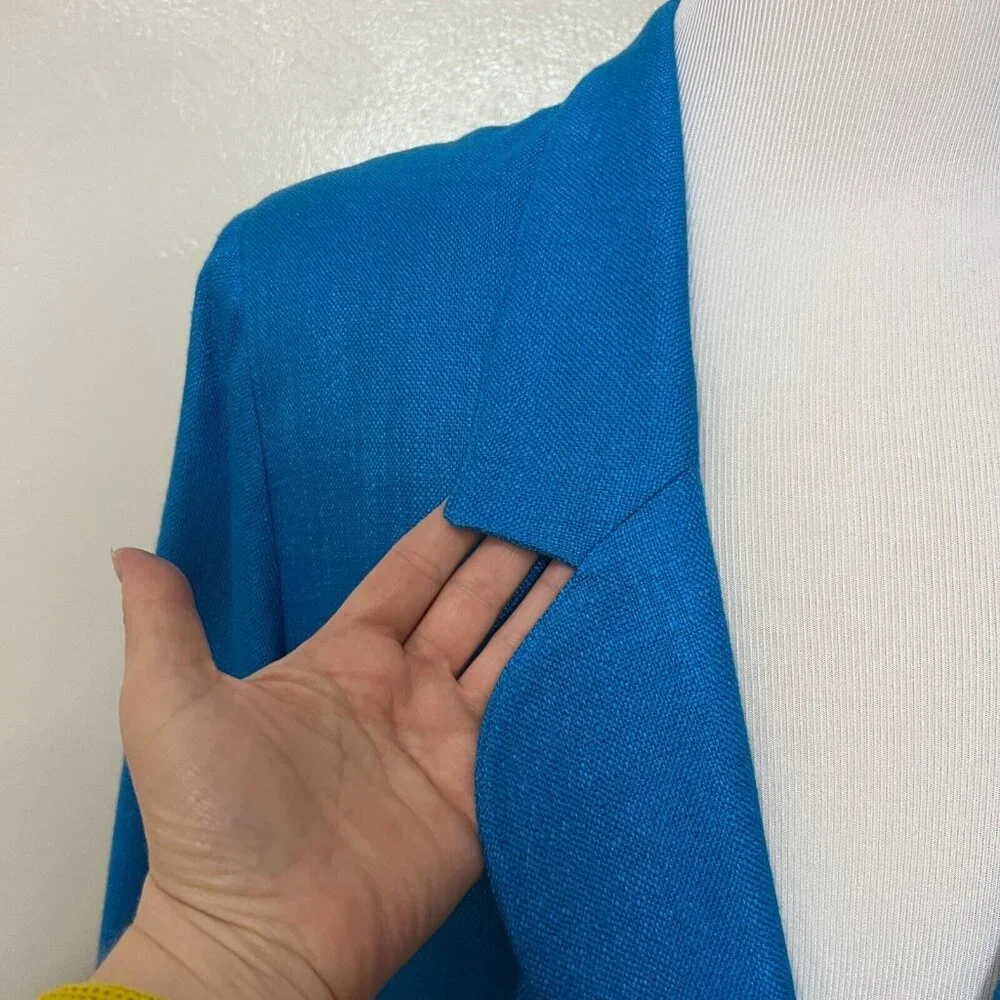 Vintage Galleria Sport‎ Womens Blue Blazer Jacket 1X Casual Tweed Career Wear